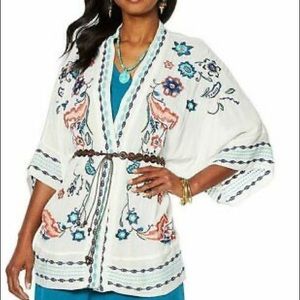 NWT Curations Embroidered Kimono Cover Up Size M/L